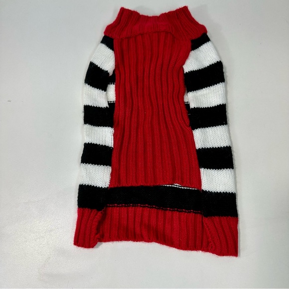Dog Sweater Sz S Skull Halloween Stripe Red Black White RN #54269 - Picture 6 of 7